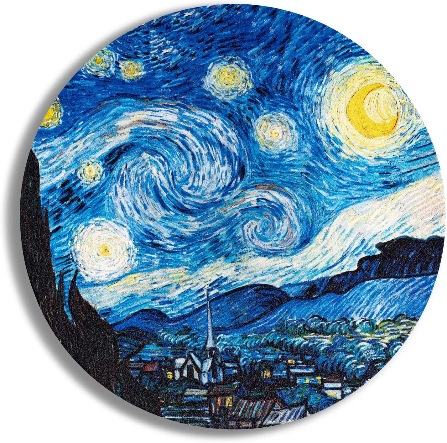 Mouse Pad - Mouse Pads with Famous Art, Cute Mouse Pad, Mouse Mat, Mousepad Mouse Pads for Wireless Mouse, Leather Mousepad (The Starry Night by Vincent Van Gogh)